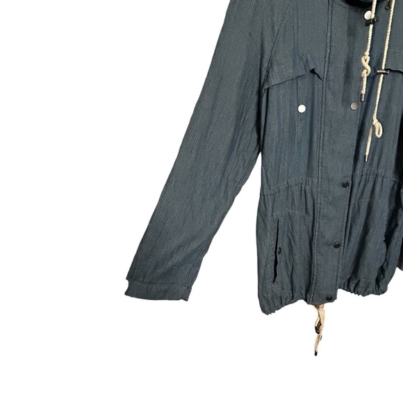 Andrea Jovine Blue Chambray Linger Length Lightweight Spring Weight Jacket Sz L - Picture 7 of 16